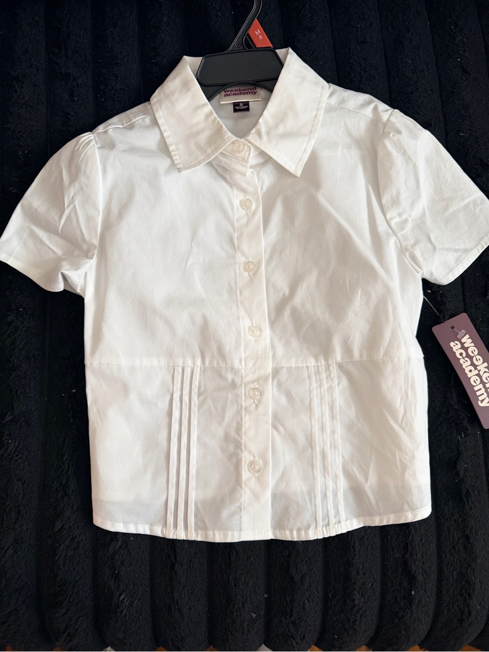 Girls' White Short Sleeve Button-Front Blouse